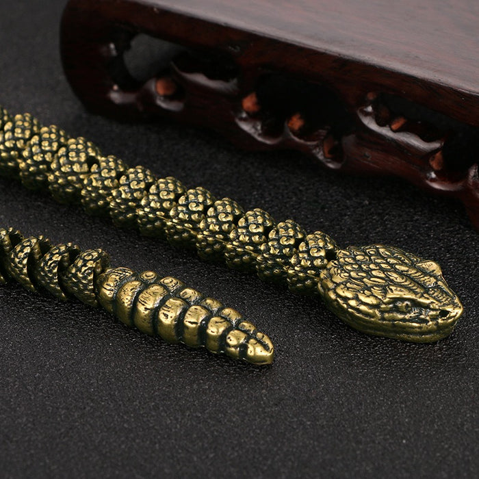 Antique Cobra Copper Ornaments Antique Old 3D Live Snake Showroom Decoration Rattlesnake Crafts