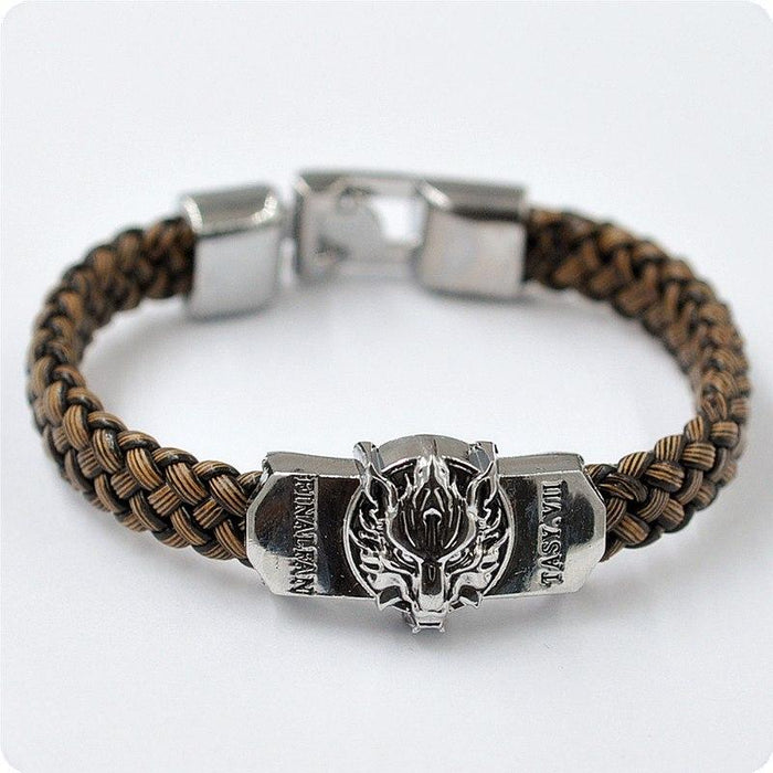 Pulsera de cuero para hombre, joyería, pulsera de Juego de Tronos