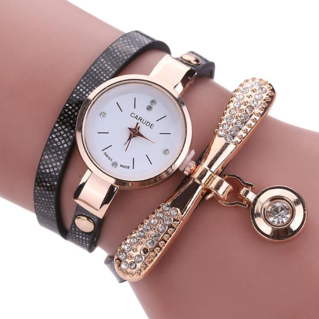 Relojes de mujer, reloj de pulsera informal, reloj de mujer con banda de cuero, reloj de cuarzo analógico con diamantes de imitación, reloj femenino