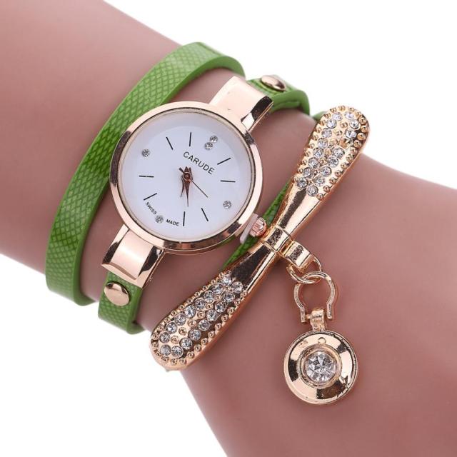 Relojes de mujer, reloj de pulsera informal, reloj de mujer con banda de cuero, reloj de cuarzo analógico con diamantes de imitación, reloj femenino