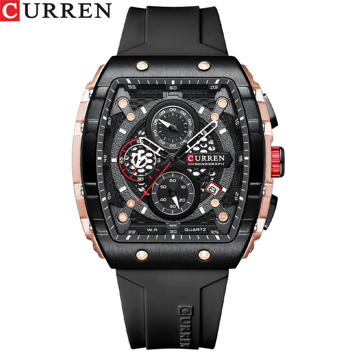 CURREN 8442 Reloj multifuncional para hombre con cinta de calendario de cuarzo de seis agujas resistente al agua para hombre