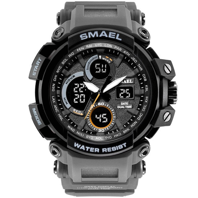 Reloj militar de camuflaje SMAEL, reloj de pulsera deportivo para hombre con pantalla de doble horario resistente al agua, relojes de cuarzo analógicos digitales para hombre 1708