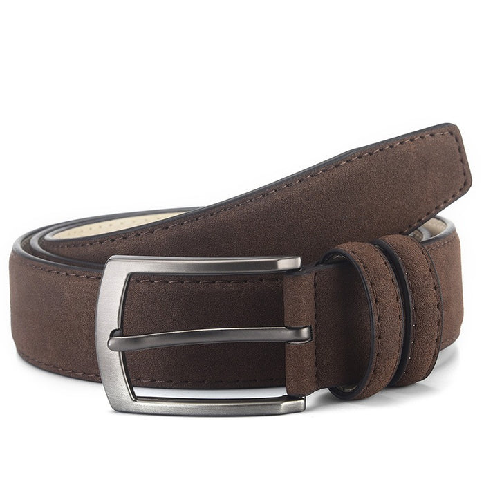 Cinturón, hebilla de aguja para hombre, cinturón de cuero de ante, cinturón informal retro para estudiante masculino, cinturón para hombre