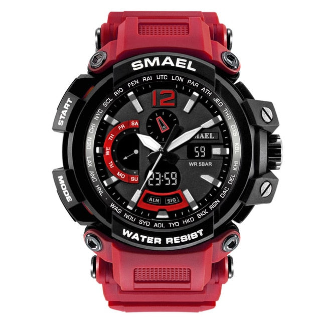 SMAEL 1702, reloj deportivo de lujo de la mejor marca, relojes digitales para hombre, 5bar, relojes de pulsera militares resistentes al agua con pantalla Dual, reloj Masculino