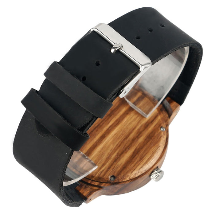 Relojes de madera Reloj de cuarzo Hombres Bambú Reloj de pulsera moderno Analógico Naturaleza Madera Cuero suave Regalos creativos de cumpleaños