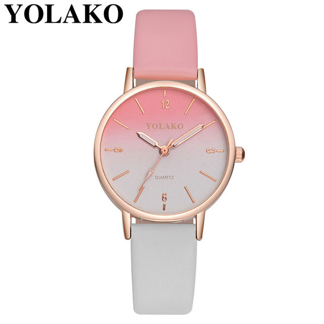 Reloj de cuarzo de cuero de marca para mujer, reloj de pulsera a la moda para mujer, reloj femenino masculino W50 