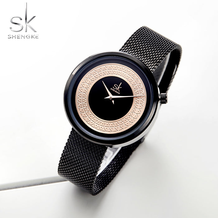 Female Watch Women Metal Mesh Fashion Clock Vintage Design Ladies Watch