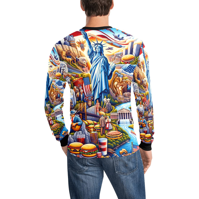 All American Freedom NYC Liberty Dream USA Souvenir  Men's Long Sleeve T-shirt(ModelT51)