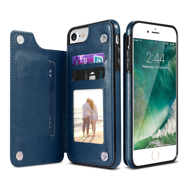 Retro PU Leather Case For iPhone Multi Card Holders Phone Cases