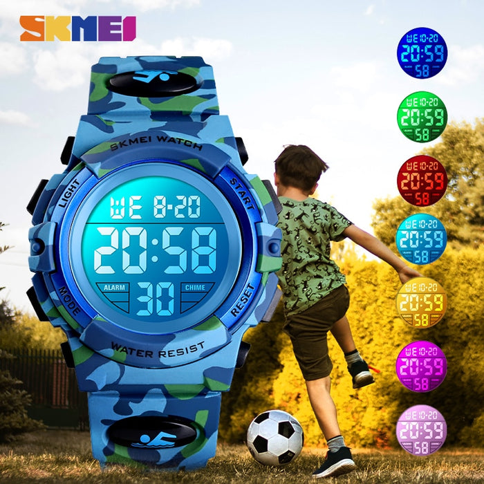 SKMEI 1548 Relojes deportivos militares para niños 50M Reloj de pulsera electrónico resistente al agua Cronómetro Reloj Reloj digital para niños y niñas 