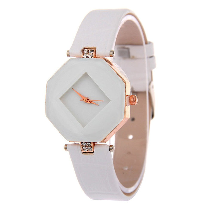 Relojes de mujer con corte de gemas, reloj de pulsera de cuarzo de cuero y cristal geométrico, reloj de vestir a la moda, reloj de regalo para mujer, reloj femenino de 5 colores 