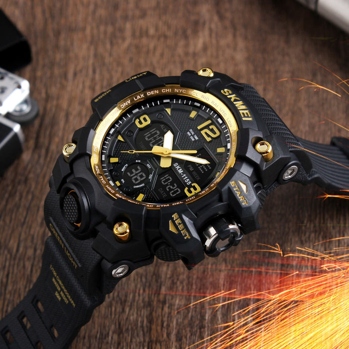 New Fashion Men Sports Watches SKMEI 1155B（2） Men Quartz Analog LED Digital Clock Man Military Waterproof Watch Relogio Masculino 1155B