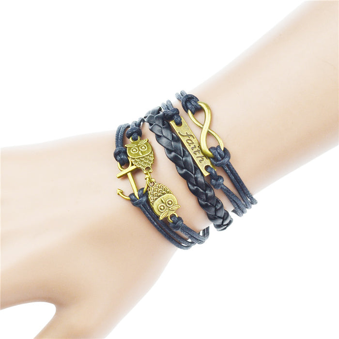 Jiayiqi New Genuine Leather Charm Bracelet Cuff Braided Wrap Bracelet & Bangles Fashion For Women Men Gifts