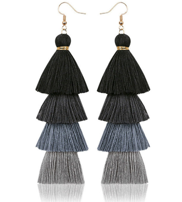 Handmade Tassel Earrings Women's European And American National Style Long Earrings Bohemian Fashion Earrings