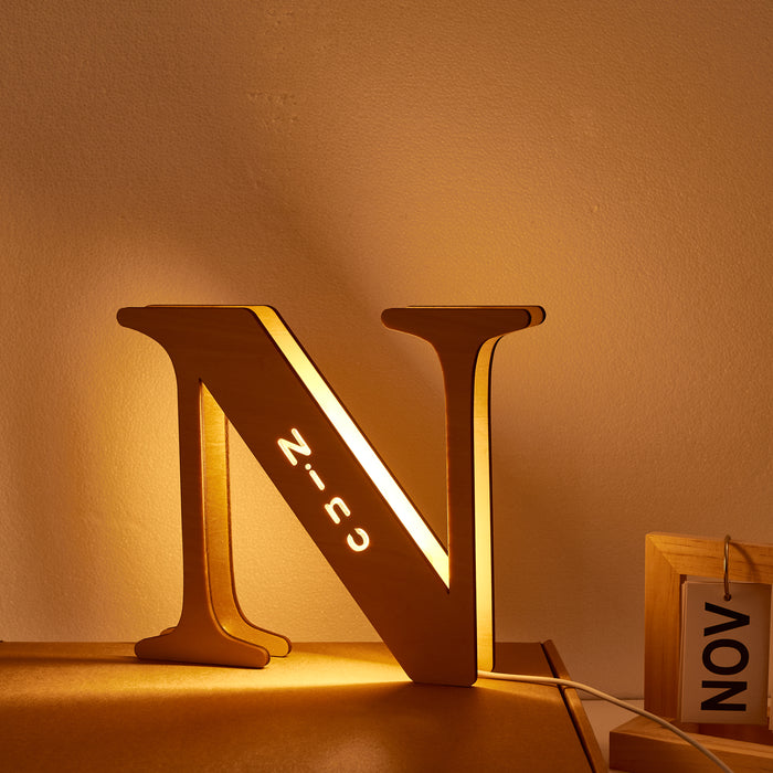 Lámpara de letras de madera personalizada, nombre personalizado, luces nocturnas del alfabeto, 19CM