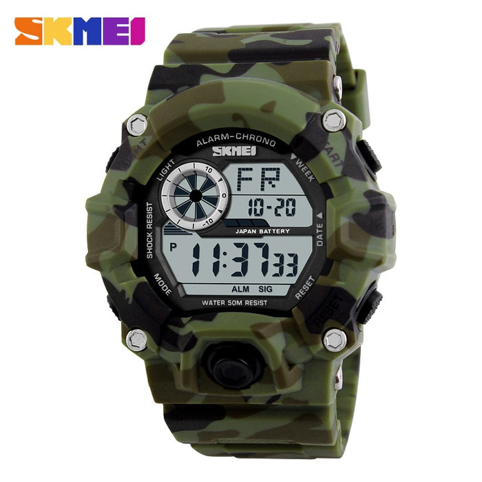 SKMEI 1019 Reloj deportivo para exteriores, Reloj despertador para Hombre, 5bar, relojes militares resistentes al agua, pantalla LED, Reloj Digital de choque, Reloj para Hombre