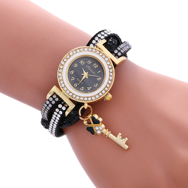 Reloj de pulsera con pulsera de diamantes y candado para mujer 