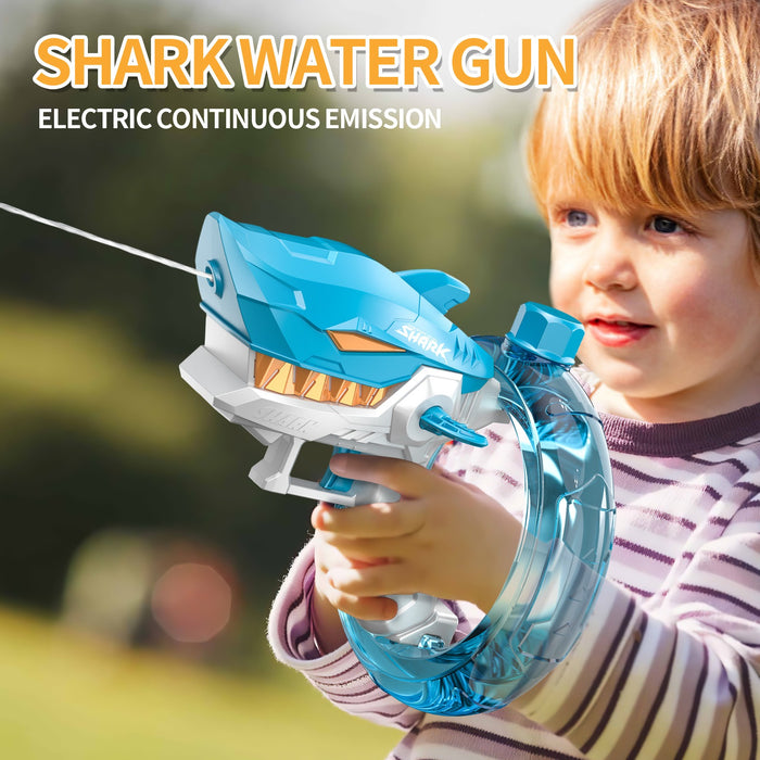 Nuevo Pistola de agua eléctrica Shark, juguetes completamente automáticos, pistola de agua de fuego continua, gran capacidad, playa, verano, juego de agua para niños