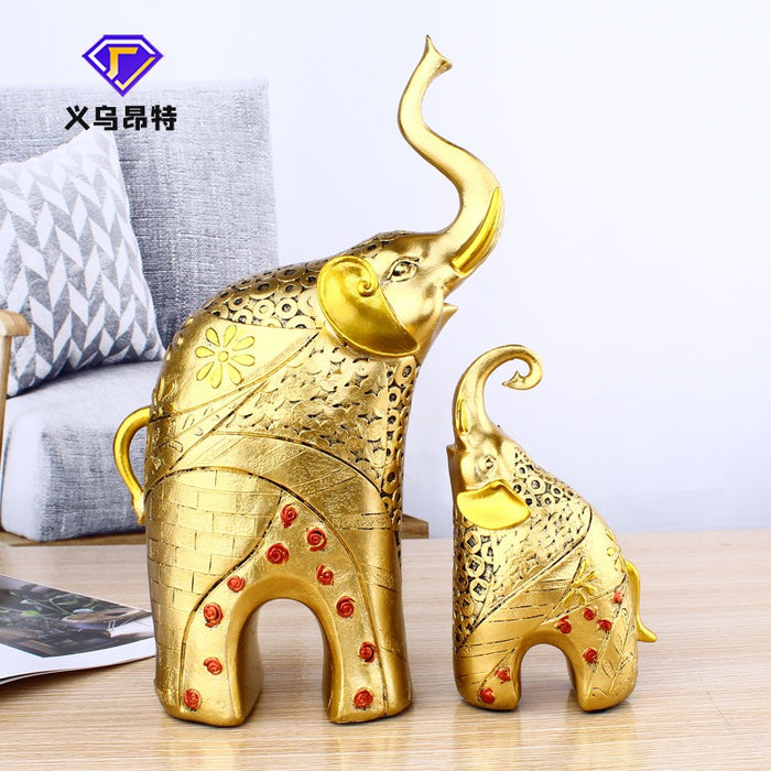 Resin Crafts European Style Couple Elephant Living Room Home Decoration Wine Cabinet Study Decoration Wedding Gift