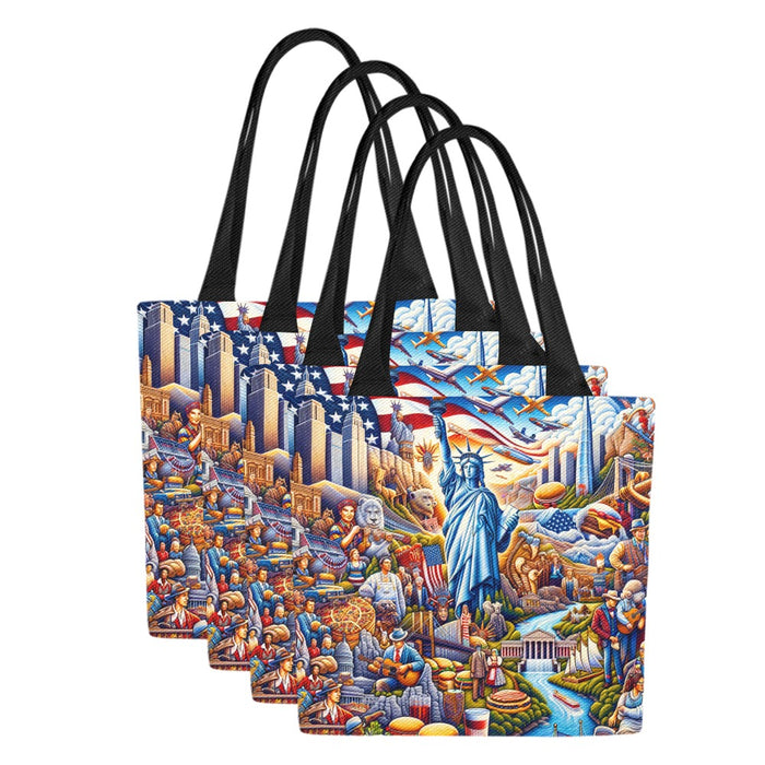 All American Freedom NYC Liberty Dream USA Canvas Tote Bag (Model1657) (Set of 4)