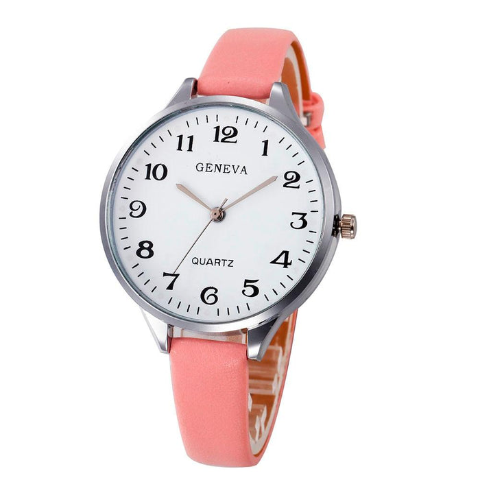 Reloj de pulsera de piel sintética con pulsera para mujer