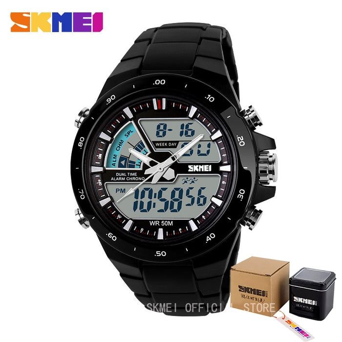 Reloj deportivo SKMEI 1016, reloj despertador informal a la moda para hombre, reloj de pulsera con pantalla Dual militar resistente al agua, reloj Masculino 