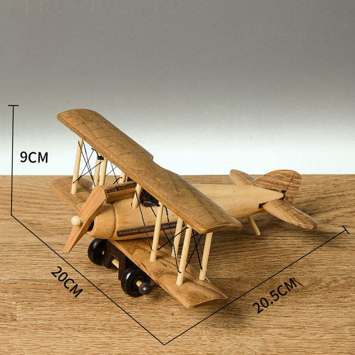 Vintage Wood Aircraft Decoration Creative Home Tabletop Model Aircraft Decoration Wooden Crafts