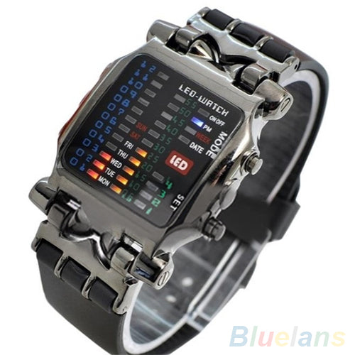 Cool Business Marca novedosa de lujo Unisex binario LED Digital fecha esfera cuadrada Casual deporte banda de plástico reloj de pulsera