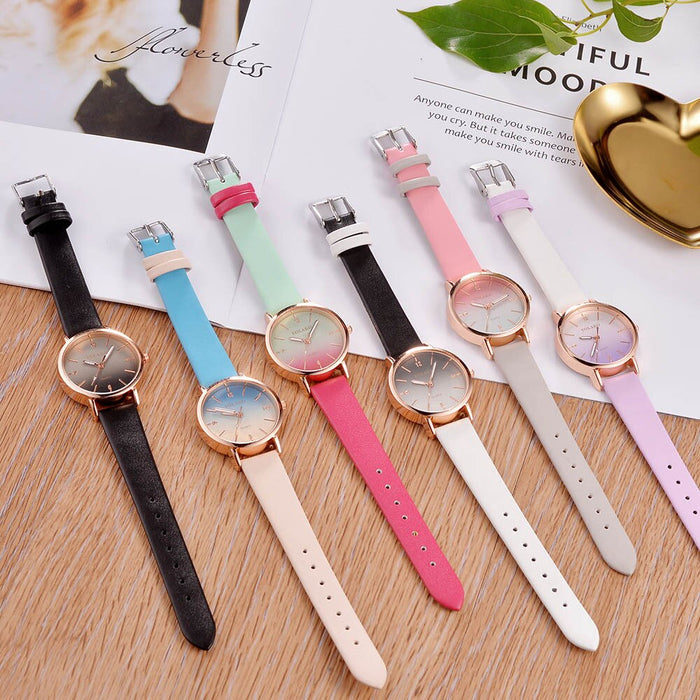 Reloj de cuarzo de cuero de marca para mujer, reloj de pulsera a la moda para mujer, reloj femenino masculino W50 