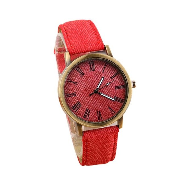 Reloj de pareja masculino y femenino escala romana La denim cinturón punk reloj