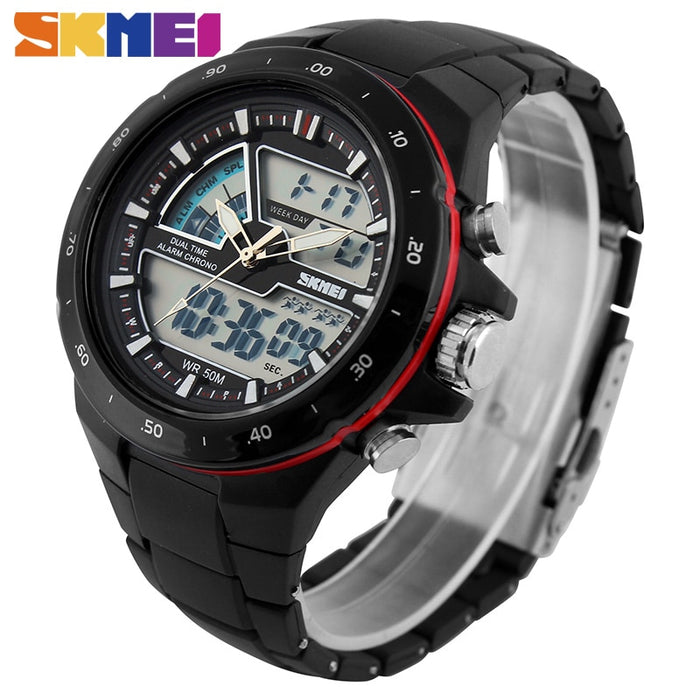 Reloj deportivo SKMEI 1016, reloj despertador informal a la moda para hombre, reloj de pulsera con pantalla Dual militar resistente al agua, reloj Masculino 