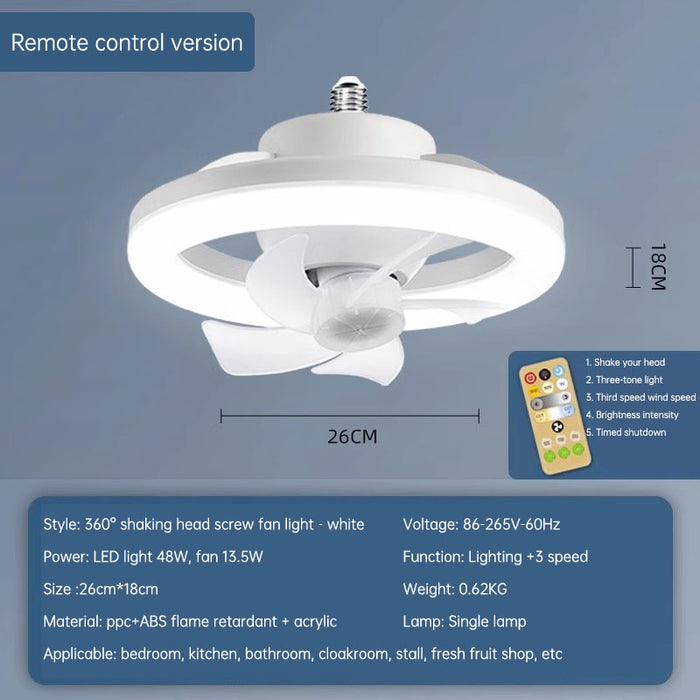 360 Rotating 48W Ceiling Fan E27 With Led Light And Remote Control 360 Rotation Cooling Electric fan Lamp Chandelier For Room Home Decor