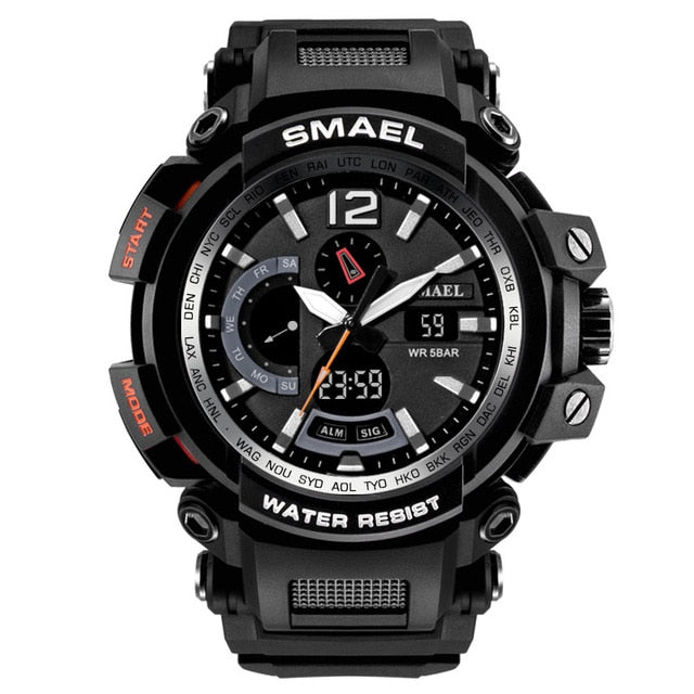 SMAEL 1702, reloj deportivo de lujo de la mejor marca, relojes digitales para hombre, 5bar, relojes de pulsera militares resistentes al agua con pantalla Dual, reloj Masculino