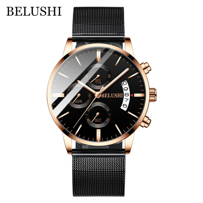 Reloj para hombre de marca de lujo BELUSHI, relojes casuales de negocios de alta gama para hombre, reloj de pulsera deportivo de cuarzo resistente al agua, reloj masculino