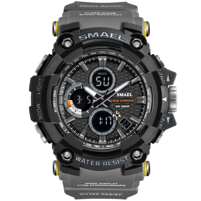 Reloj deportivo SMAEL 1802D, relojes de doble horario para hombre, resistente al agua hasta 50m, reloj masculino, relojes militares para hombres, relojes deportivos resistentes a golpes, regalos