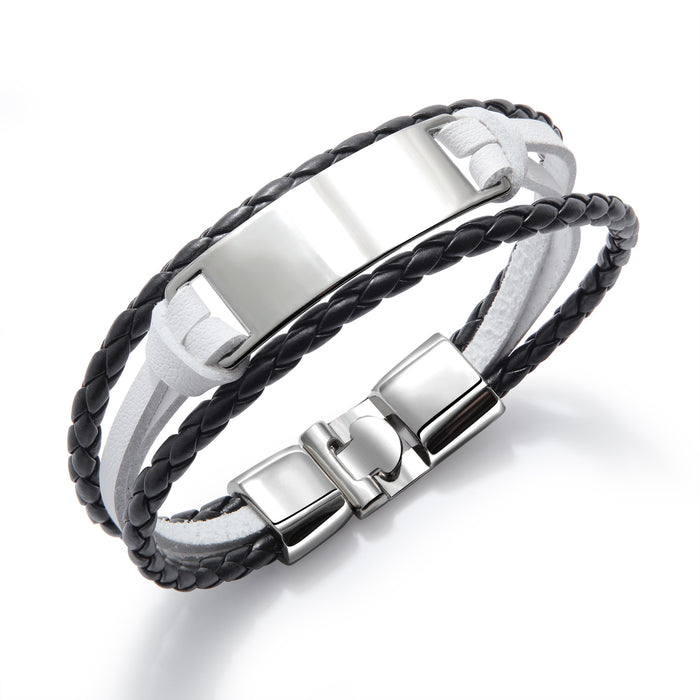 Fashion Trendy Men's Bracelet Simple And Versatile Multi-Layer Braided Leather Bracelet Glossy