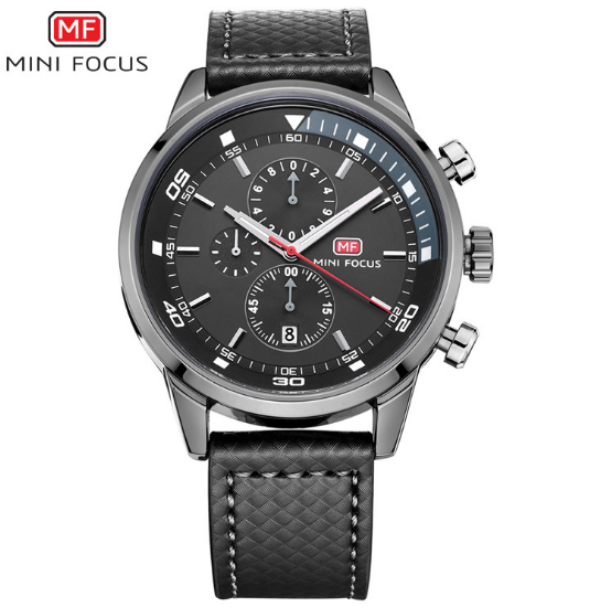 Relojes MF0017G de lujo para hombre, marca MINI FOCUS, reloj de cuero de moda de cuarzo, cronógrafo para hombre, reloj de pulsera para hombre, reloj masculino