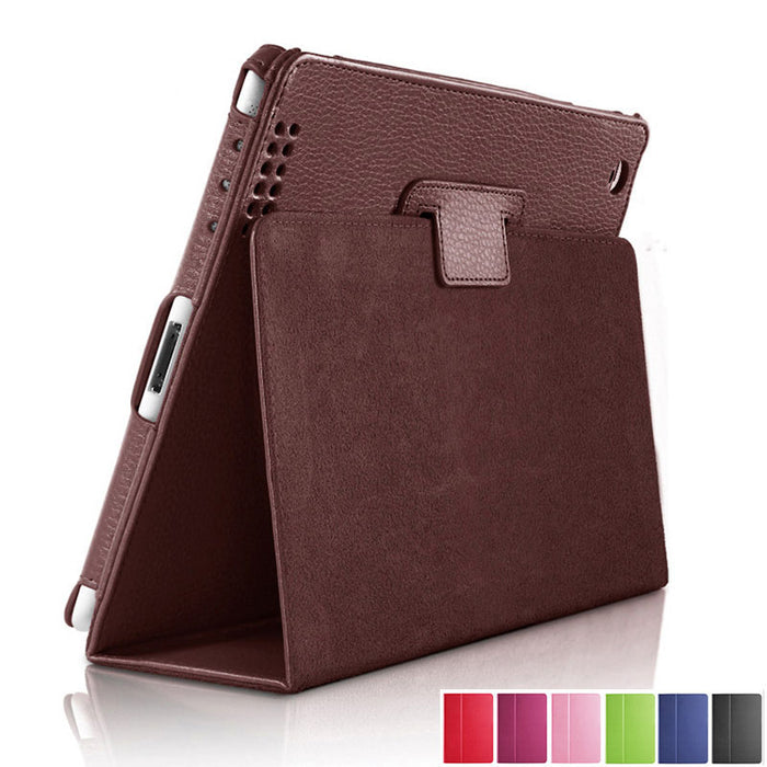 For Apple ipad 2 3 4 Case Auto Flip Litchi PU Leather Cover For New ipad 2 ipad 4 Smart Stand Holder Folio Case