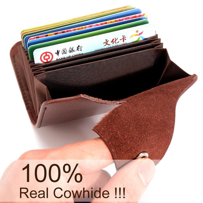 Genuine Leather Card Wallet for Men and Women Cowhide Business Card Holder Credit Card Purse