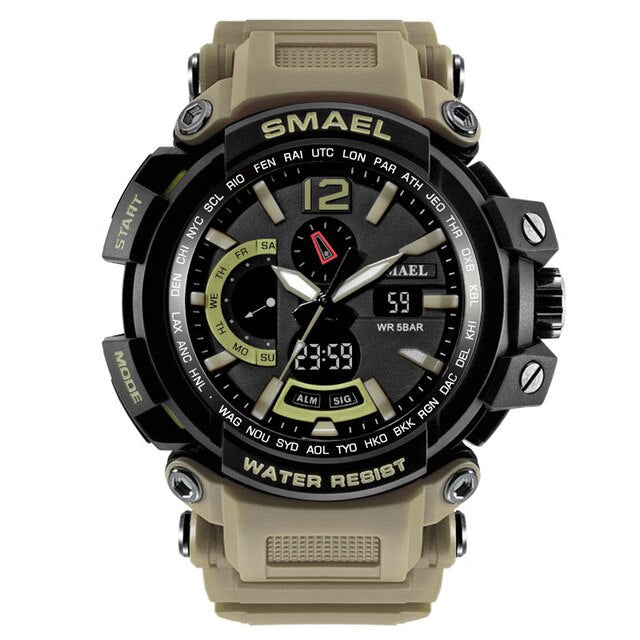 SMAEL 1702, reloj deportivo de lujo de la mejor marca, relojes digitales para hombre, 5bar, relojes de pulsera militares resistentes al agua con pantalla Dual, reloj Masculino