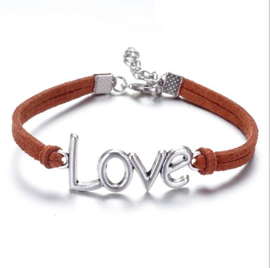 Infinity handmade bracelet Vintage Love Charms Infinity Bangles Leather BraceletI