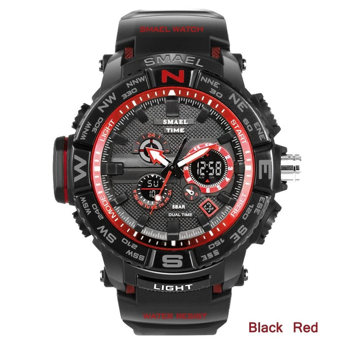 Relojes deportivos para hombre SMAEL 1531, reloj con pantalla dual, relojes de cuarzo electrónicos analógicos digitales LED para hombre, reloj masculino resistente al agua hasta 30M