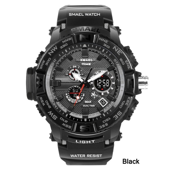 Relojes deportivos para hombre SMAEL 1531, reloj con pantalla dual, relojes de cuarzo electrónicos analógicos digitales LED para hombre, reloj masculino resistente al agua hasta 30M