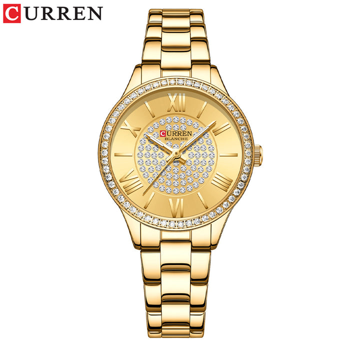 Reloj de señora Reloj de pulsera de acero de moda Reloj casual de mujer Reloj de cuarzo 