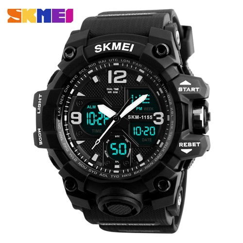 New Fashion Men Sports Watches SKMEI 1155B（2） Men Quartz Analog LED Digital Clock Man Military Waterproof Watch Relogio Masculino 1155B