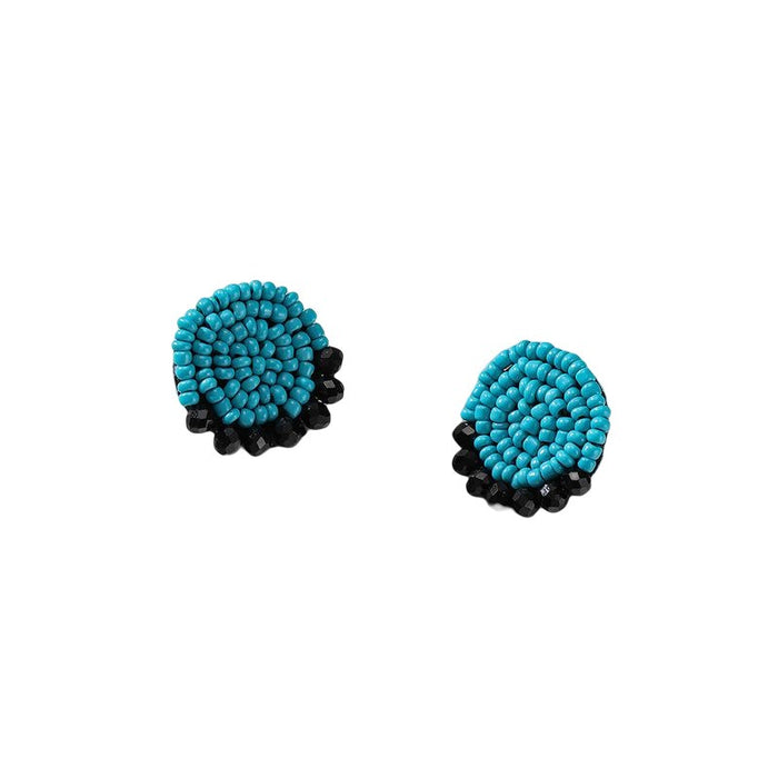 Fashionable geometric crystal handmade rice bead earrings