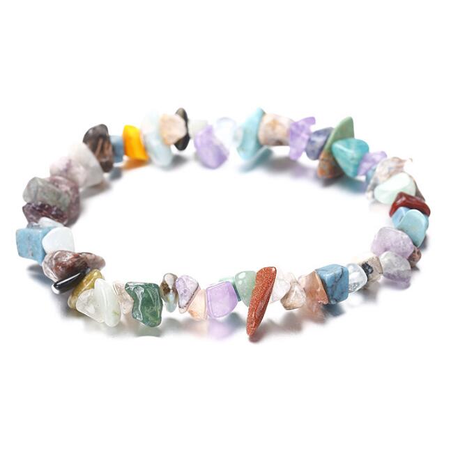 Piedra triturada irregular, joyería hecha a mano con cuentas de piedra Natural, pulsera de piedra triturada de cristal Natural