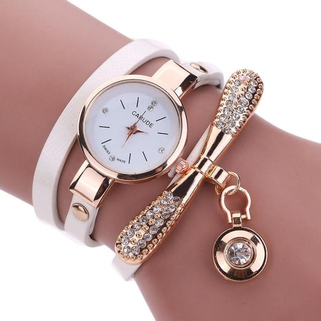 Relojes de mujer, reloj de pulsera informal, reloj de mujer con banda de cuero, reloj de cuarzo analógico con diamantes de imitación, reloj femenino