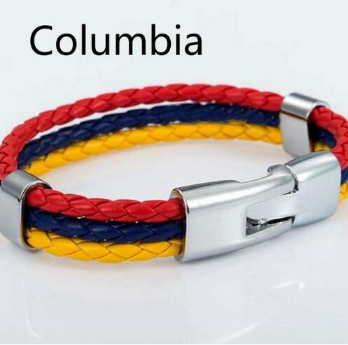 National Flag Leather Bracelets Sports Football Fans Jewelry