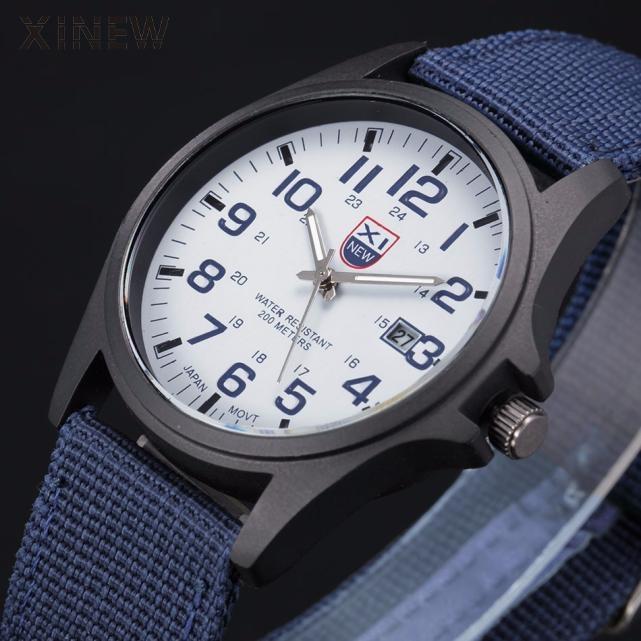 XINEW marca al aire libre para hombre fecha acero inoxidable militar deportes analógico cuarzo ejército reloj de pulsera